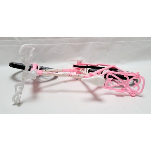 Barbie Pink Bicycle Toy Floral Accents White Details For Doll Play 11" x 6.5" - Picture 7 of 8